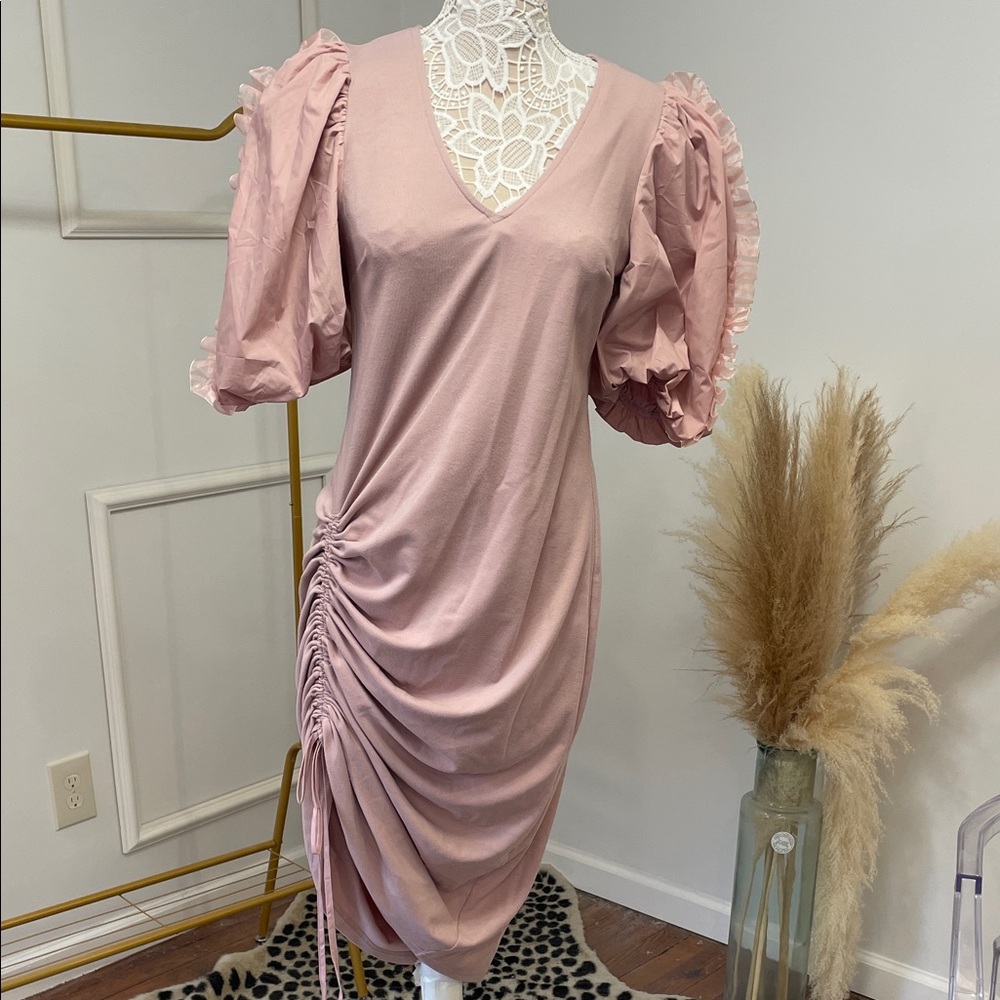Elegant Pink Ruched Dress